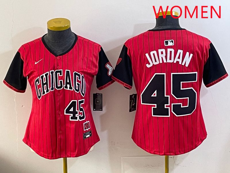 Women 2025 Chicago White Sox #45 Jordan Red Joint Name Nike MLB Jersey style 5